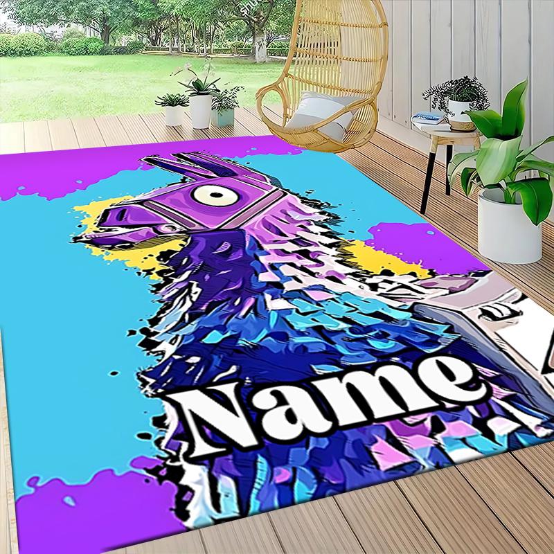 Custom Name Llama Party Invitation Carpet Rug Customizable Soft Washable Anti-Slip Home Living Room Sofa Mats Personalized Rug. 0909166