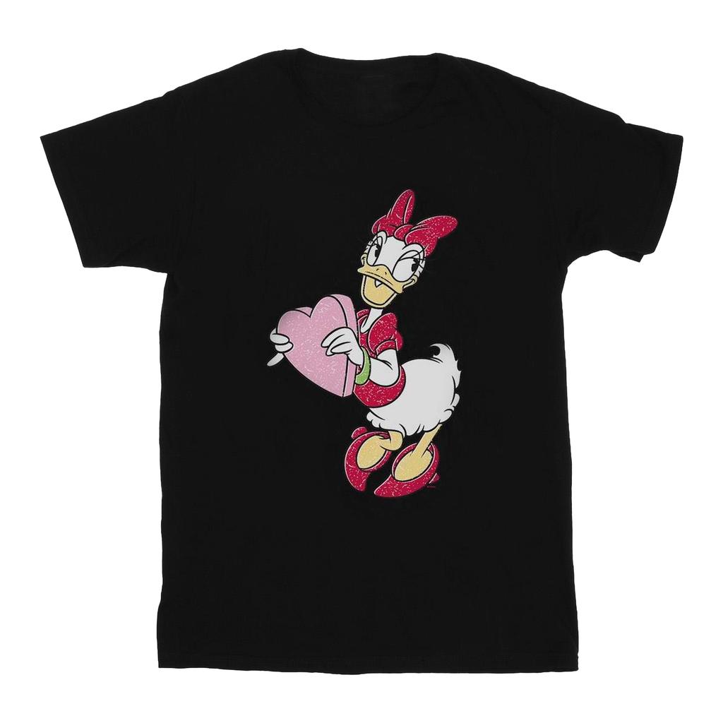 Disney Womens/Ladies Daisy Duck Love Heart Cotton Boyfriend T-Shirt