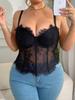 Европейский и американский большие размеры кружевное сексуальное нижнее белье корсет на косточках прозрачная майка