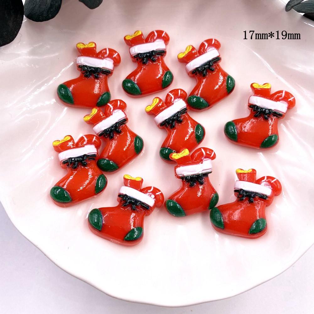 Красочные рождественские комбинированные фигурки из смолы с плоской спинкой, мультяшные фигурки, узор, сделай сам, скрапбук, художественный материал, орнамент