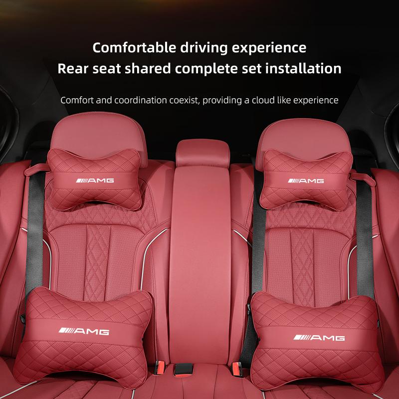 AABCC1 Nappa Leather Car Headrest Neck Pillow Waist Cushion Tire Valve Cap For Mercedes Benz AMG GLE GLS CLA CLE GLC CLS GLA W223 W213