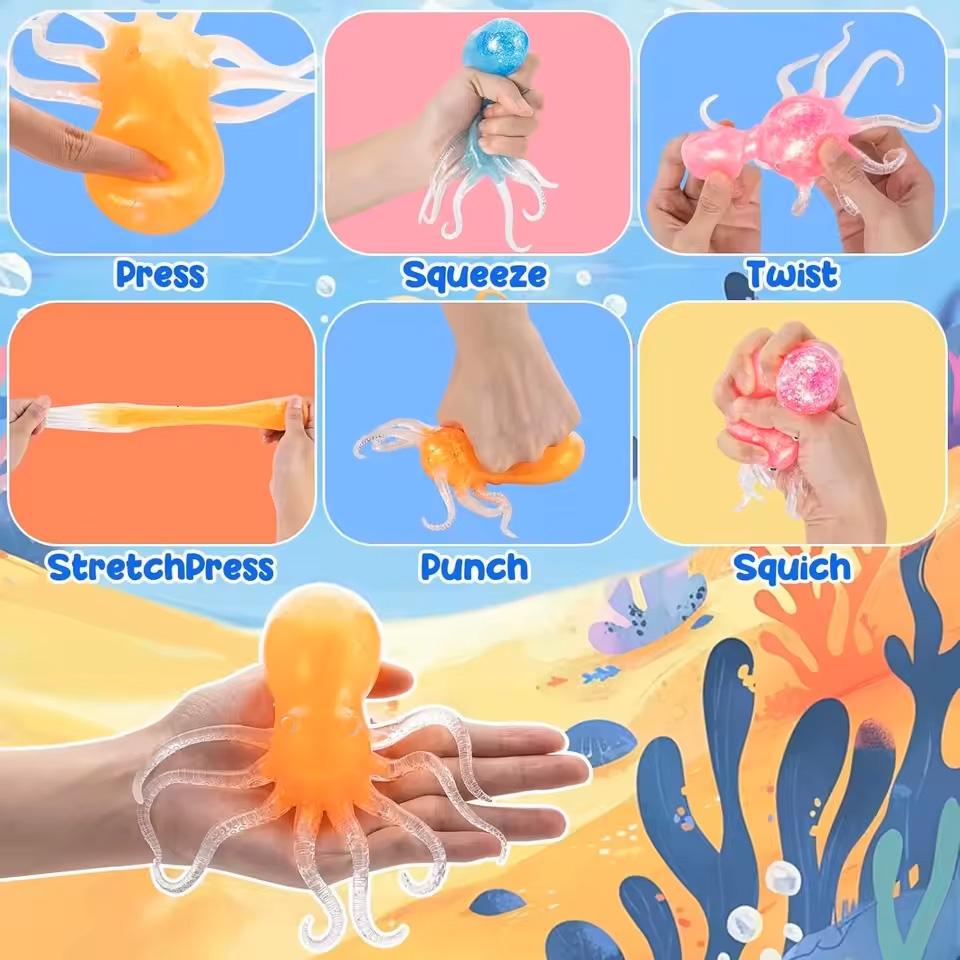 Милая осьминожка Nee Doh Jelly Hops, Игрушка-антистресс, Водонепроницаемая сенсорная игрушка для игры в воде, Отличный подарок для мальчиков и девочек