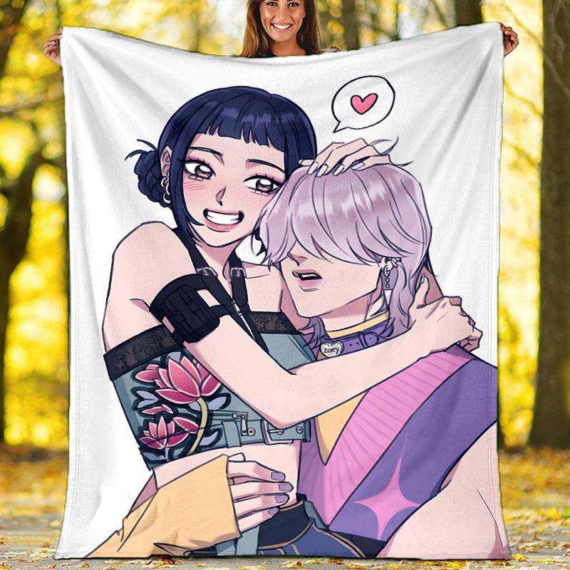 1pc KPop ZOEY6 Theme Blanket - Digital Print, Polyester, Cozy for All Seasons, Perfect for Outdoor, Camping, and Travel
