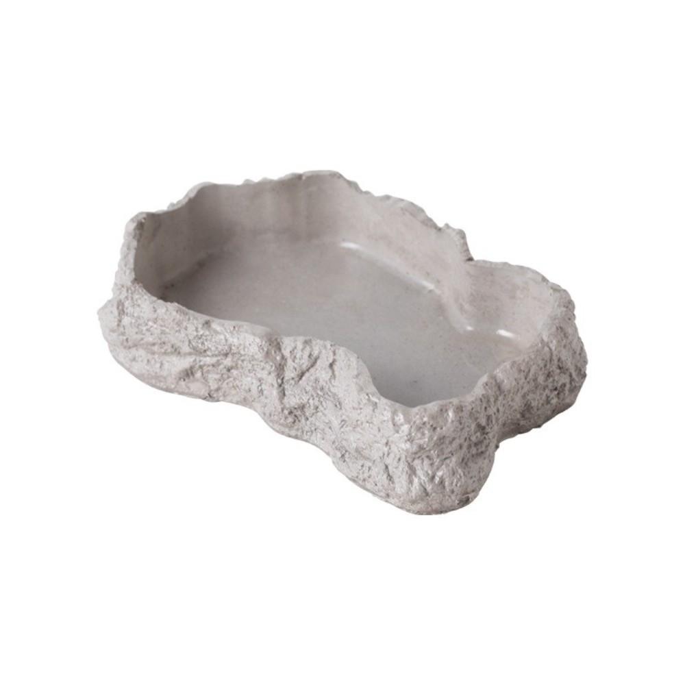 Simulated Rock Reptile Food Bowl Multiple Size Habitat Decor Tortoise Water Bowl Anti-slip Base Pet Reptile Feeder Pet Supplies