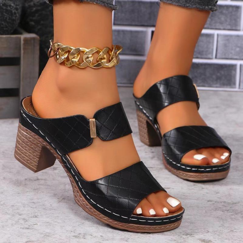 Fashion Plus Size Women's Shoes New 2024 Slippers Summer Sandals Women's Casual Women's Drags Breathable Sandals High Heels Block Heels