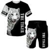 Summer Fashion Tiger 3D Print T-Shirts Shorts Sets Men's Tracksuits Oversized Short Sleeve T Shirt Pants Set Man Suits Clothing
