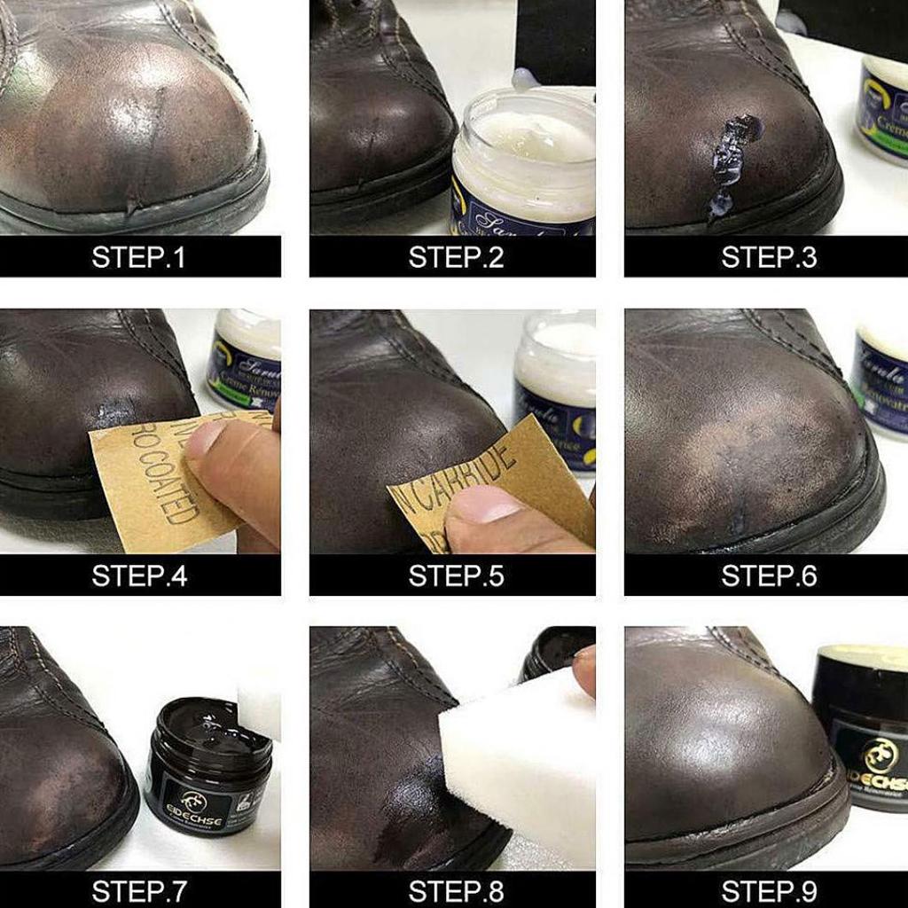 Faux Leather Repair Cream Paste Shine Polish Care for Car Seat Couches Shoes