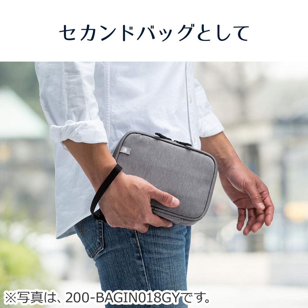 Sanwa Direct Gadget Deep Type with for Travel and Business Convenient Storage Pouch for Pouch, Divider, Trips, Gadgets, Navy, 200-BAGIN019NV