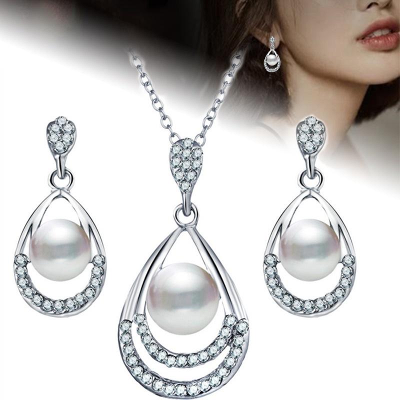 Подвеска в виде капли воды, ожерелье, серьги, комплект украшений, подвеска, подарок на свадьбу, помолвку, возлюбленному AVE