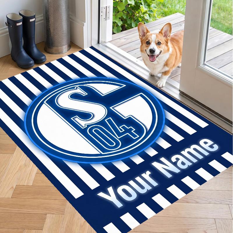 Custom Name Schalke 04 Crystal Velvet Floor Rug Personalized Text Soft Carpet Home Decor
