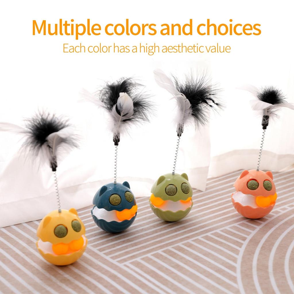 Неваляшка для кошек, веселый шарик из кошачьей мяты, чтобы избавиться от скуки, игрушка для кошек с перьями, товары для домашних животных