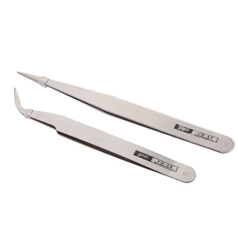 Набор тонких пинцетов из нержавеющей стали для дизайна ногтей, коррекции бровей и удаления волос