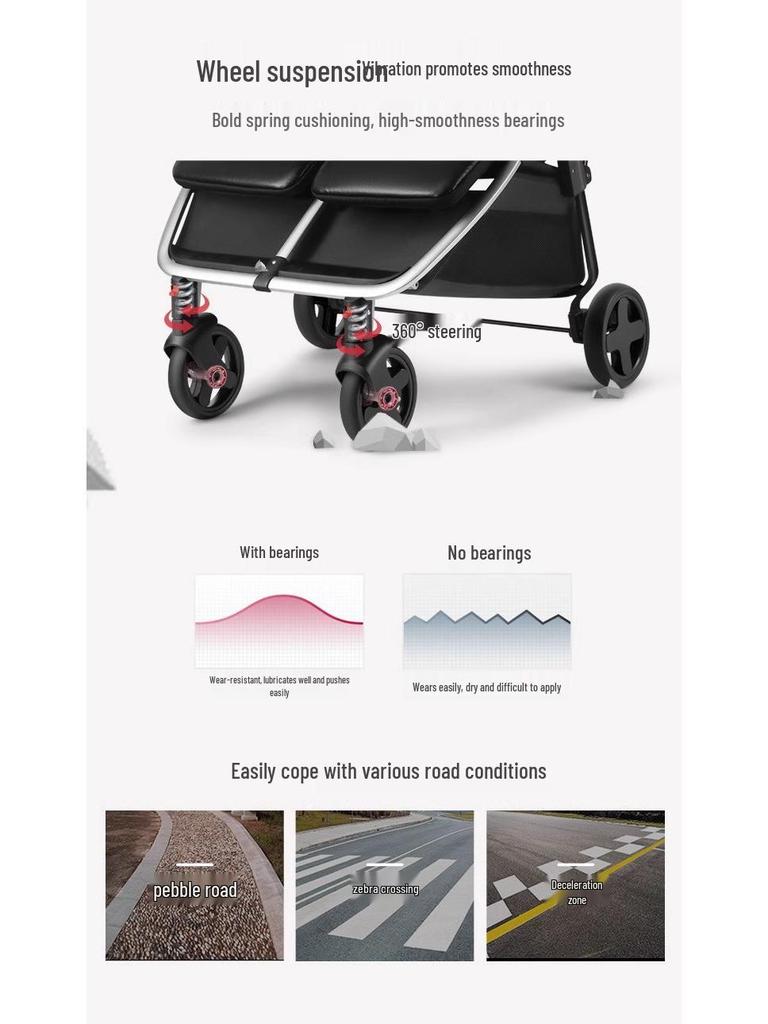 Легкая алюминиевая сплавная двойная коляска для близнецов Дракона и Феникса - Дизайн "сидя и лежа" для больших и маленьких детей