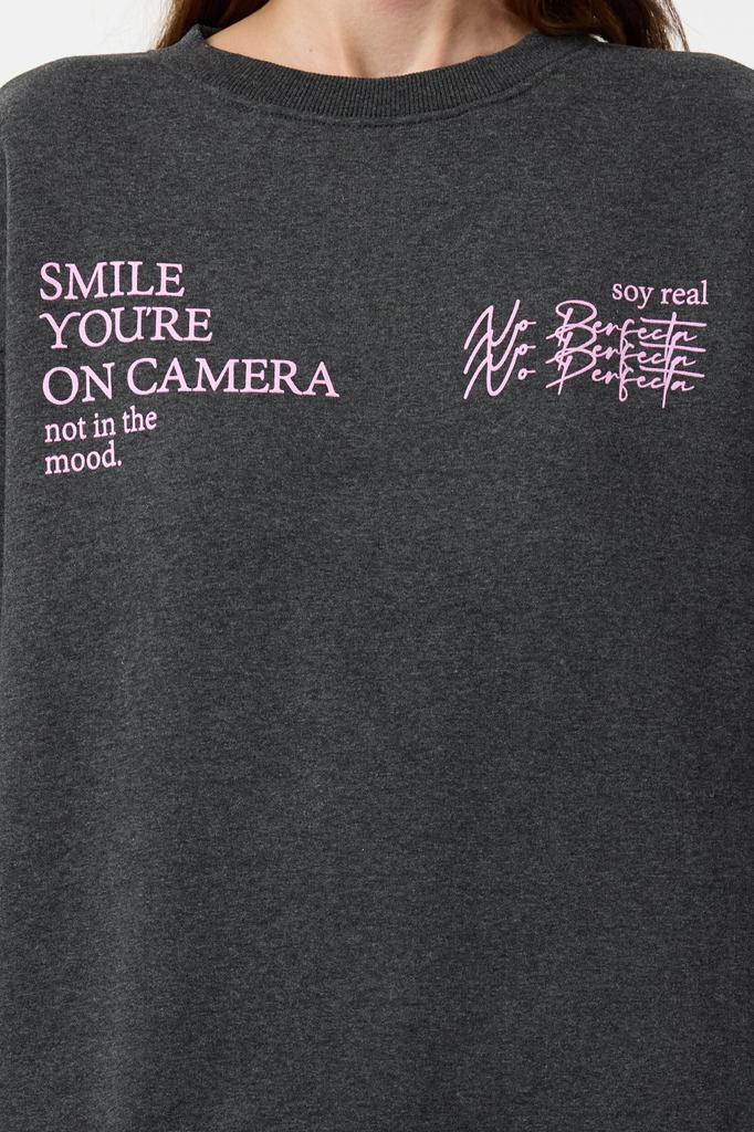 Женская модная стильная толстовка синяя с круглым вырезом, базовая посадка, толстая флисовая вязаная толстовка с принтом внутри