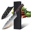 8inch Super Sharp Chef knife with Cover Japanese Damascus Pattern Stainless Steel Kitchen Chopping Knife Professional Kitchen K