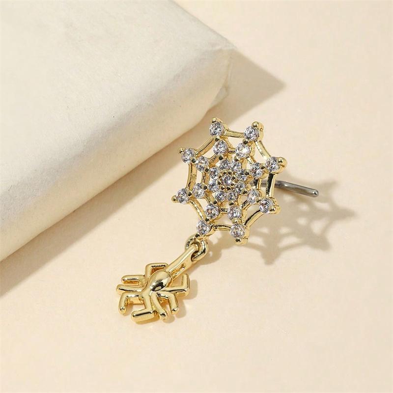 Паутина нос гвоздик стержень из нержавеющей стали 316l медный циркон нос украшение носовое кольцо гвоздик для пирсинга тела