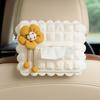 Puff Grid Car Hanging Napkin Holder Bow Paper Organizer Storage Bag  Headrest Armrest