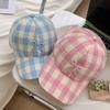 Хлопковая вышитая кепка с бантом в корейском стиле, женская бейсболка, модная клетчатая бейсболка с бантом для девочки