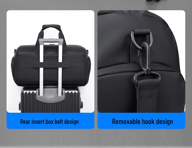 Compact Gym Duffel Bag with Shoe Compartment, Large-Capacity Travel Bag, Trolley-Attachable Sports Handbag