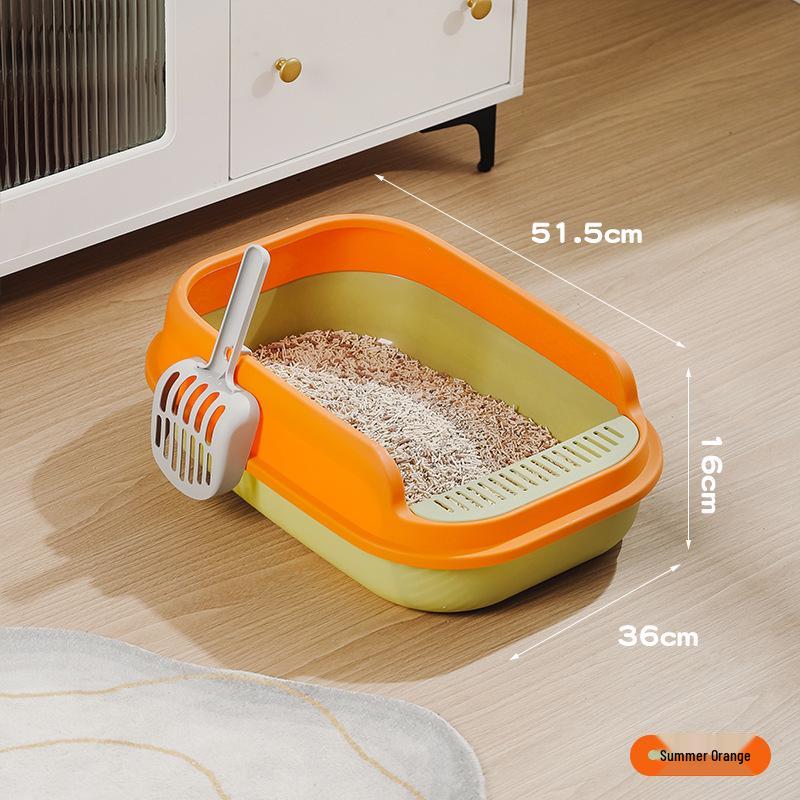 Large Semi-Enclosed Thickened Cat Litter Box with Scoop - Anti-Splash Design