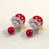 Cute Double-Sided Pearl Lace Stud Earrings - Valentine's Day & Christmas Gift for Women