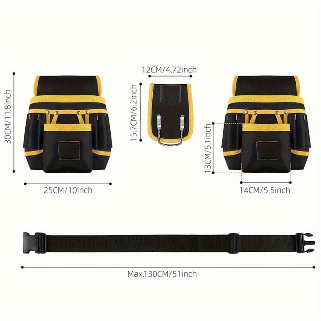 Tool Storage Bag Professional Adjustable Tool Belt Heavy-Duty Canvas Multi-Functional Tool Kit Electrician's Waist Bag Featuring Three Magnets 26 Sto