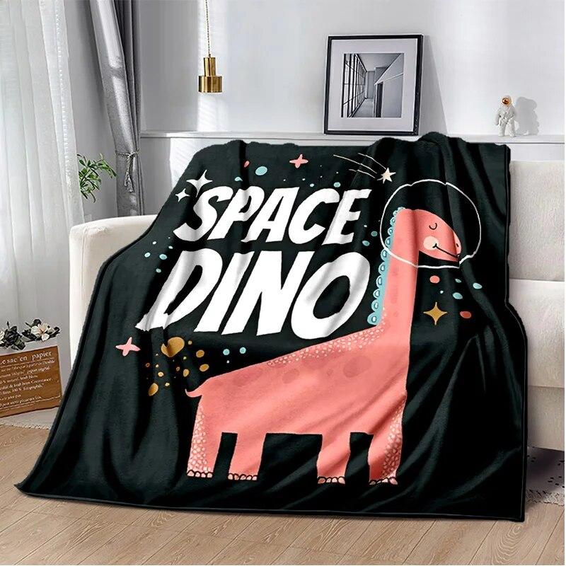 Cartoon Dinosaur Space Cute Dino Children Soft Plush Blanket,Flannel Blanket Throw Blanket for Living Room Bedroom Bed Sofa Kids