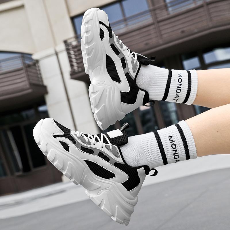 Женская спортивная обувь с толстой подошвой и сеткой, модная и легкая, увеличенного размера, женская обувь, мужские кроссовки