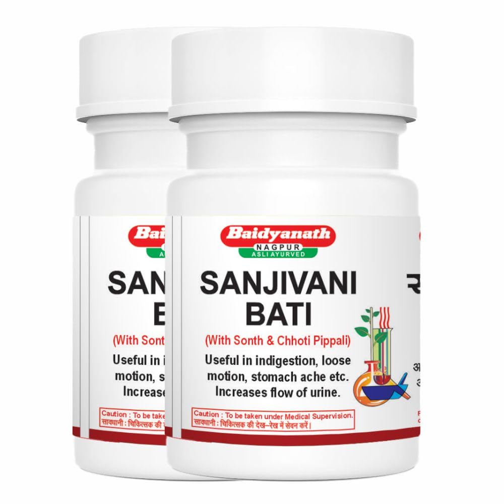 Baidyanath Асли Аюрведа Сандживани Бати 80 таблеток X Упаковка из 2 штук | Травяная поддержка пищеварения и внутренний баланс