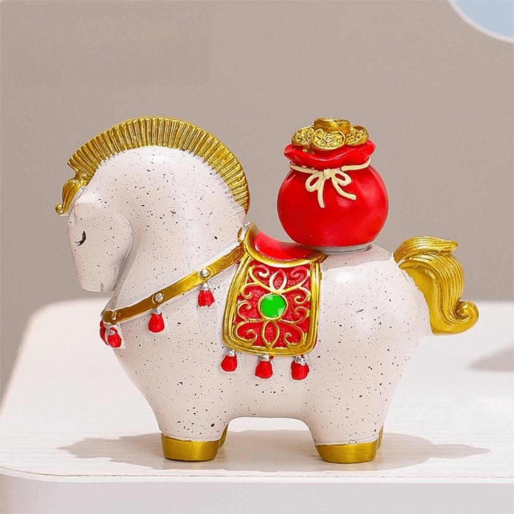 Good Luck Resin Horse Statue Rotatable Desktop Ornament Creative Zodiac Horse Ornaments Home