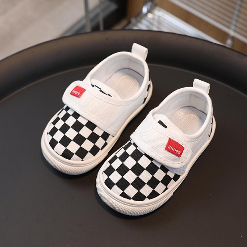 Повседневная модная детская парусиновая обувь с мягкой подошвой для маленьких мальчиков и девочек, прогулочная противоскользящая детская уличная обувь с крючками