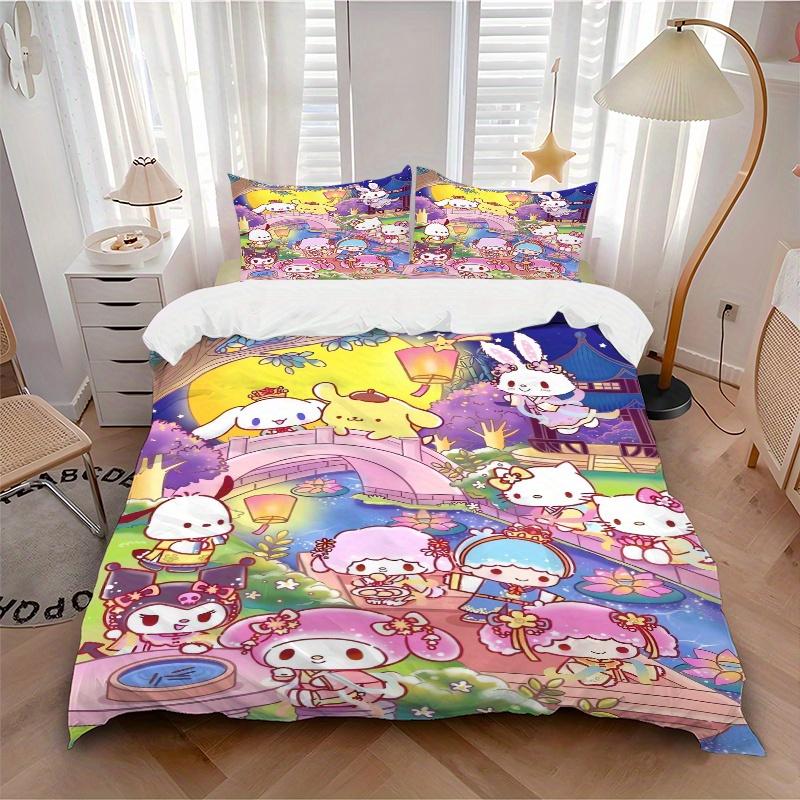 3pcs Sanrio's Mid-Autumn Festival Print Cover Set Ultra Soft, Breathable, and Comfortable Bedding with Stylish Design for Bedroom and Guest Room