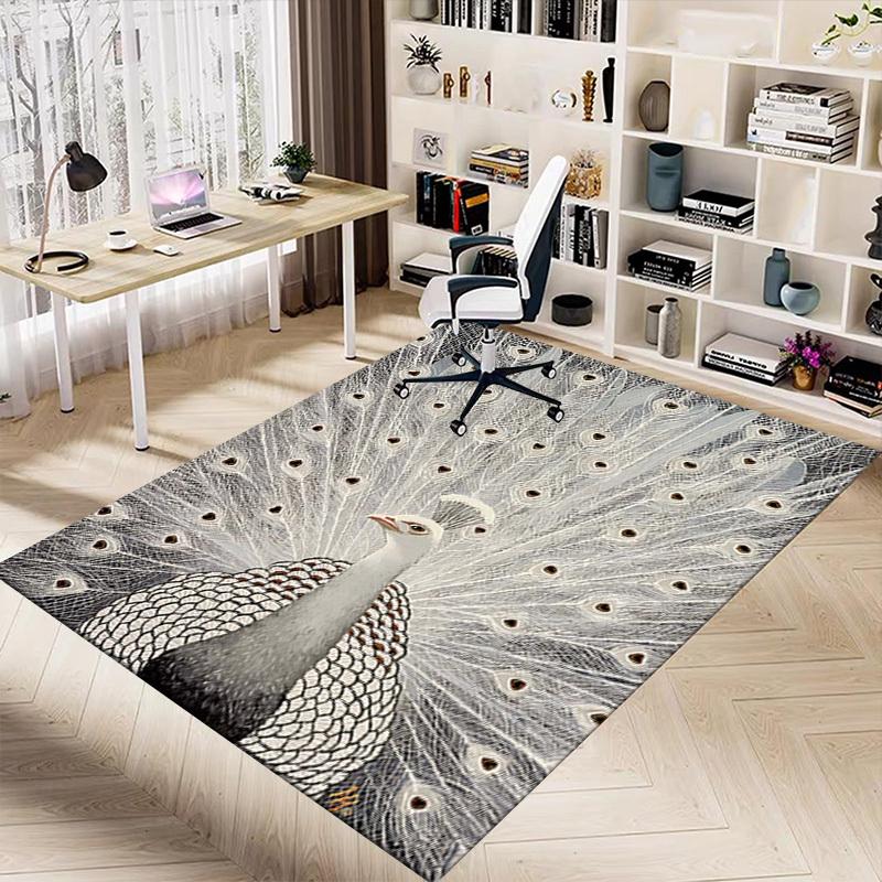 1PC peacock white Extra Large Non Slip Floor carpet, Office, family, bedroom, Studio Large Area Rug Indoor Rugs, , Vibrant Colors