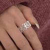 Korean Hollow Flower Design Open Ring - Cold Style, Versatile, High-End Fashion