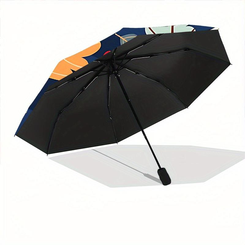 1pc Autumn Leaves Automatic Open 8-Rib Windproof Umbrella, Travel & Commuting, Suitable for All Seasons, Lightweight Portable,016