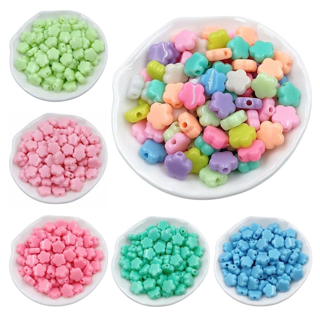 Hanmade Bracelet Necklace Macaron Color Jewelry Accessories Fashion Creamy Flower Beads DIY 100pcs Handmade Materials