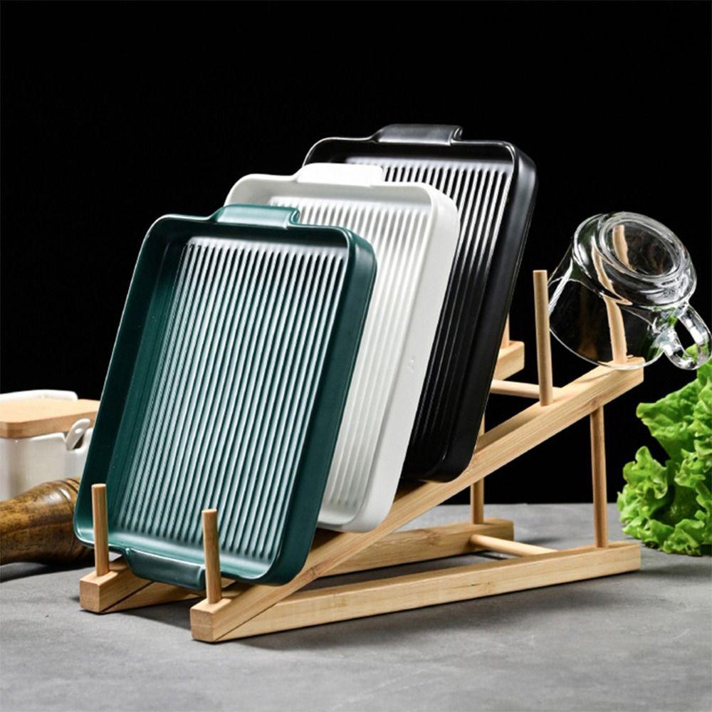 Многофункциональная сушилка для посуды Деревянная подставка для крышек кастрюль Экономия места Кухонная подставка для тарелок Кухня