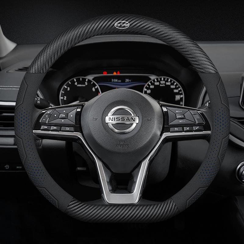 ANY2 For Nissan SYLPHY X-TRAIL QASHQAI JUKE Car Suede Carbon Fiber Leather Breathable And Anti-Slip Steering Wheel Cover Accessories
