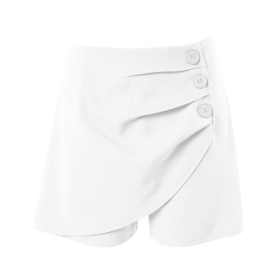 Женские летние шорты с высокой талией, асимметричные плиссированные пуговицы, однотонные, облегающие, мягкие, с контролем живота, длиной выше колена, мини-шорты