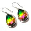 Bi-Color Tourmaline Gemstone 925 Sterling Silver Gift Jewelry Earring 1.65" H4H16