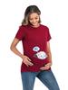 European & American Style Maternity Printed T-Shirt (Round Neck, Short Sleeve)