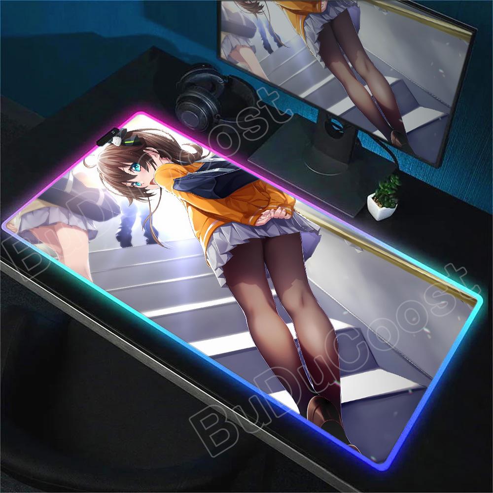 RGB Mouse Pad Laptop Game Hololive Natsuiro Matsuri Keyboard Pad PC Computer Kawaii Desk Mouse Mat HD Accessories Anime Mousepad