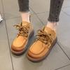 Fashion 2024 Autumn New Vintage Women's Spring British All-in-One Comfortable Round Toe Lace-Up Boots