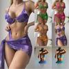 2026 Новый Пит Стрип Стальной Поднос Многоцветный Принт Бикини Модный и Сексуальный Женский Купальник из Трех Частей
