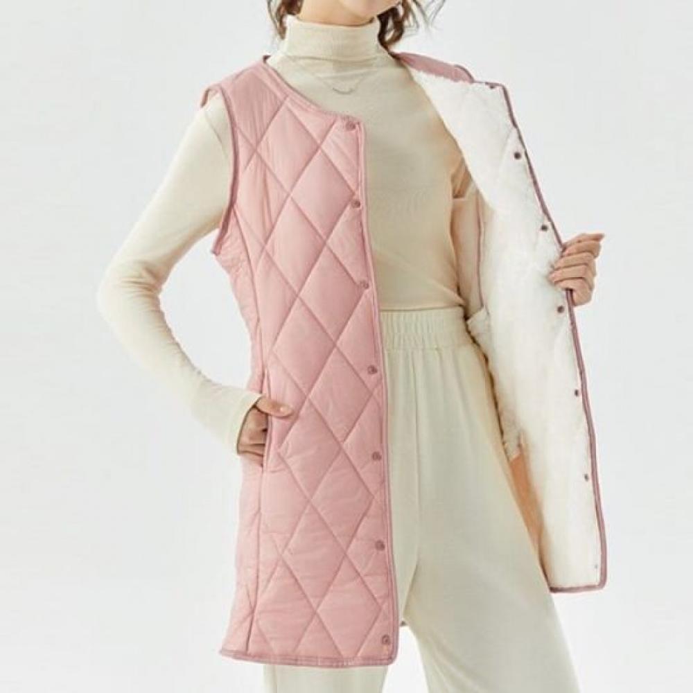 Navava Fleece Lined Diamond Quilted Lightweight Long Vest Nc466