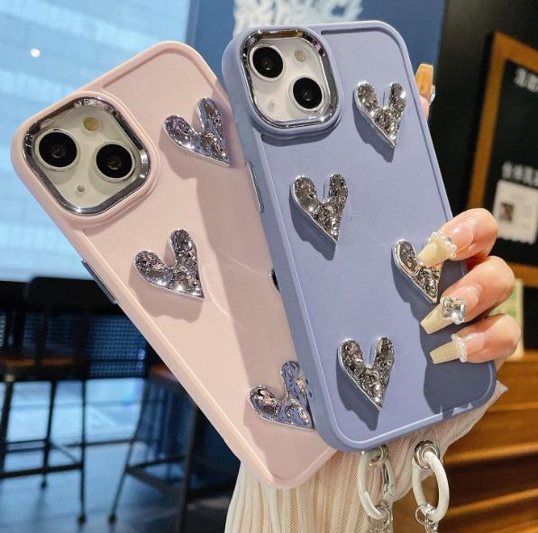 Подходит для Apple 15PROMAX Металлическая фоторамка Серебро Любовь TPU Чехол для мобильного телефона IPhone7 16 Чехол для мобильного телефона