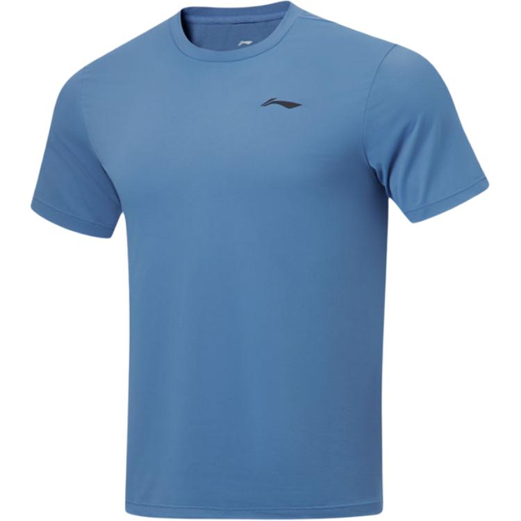 Футболка Li Ning Fitness Series с круглым вырезом, однотонная, удобная, универсальная, дышащая, повседневная, с коротким рукавом, мужские футболки Paris-Blue ATST023-2