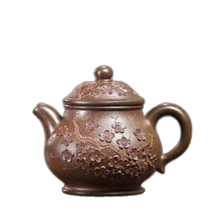 Genuine Handmade Yixing Purple Clay Teapot: Original Ore Old Duan Ni, Wood-Fired, Dark Fragrance, Drip-Proof, with Patina Finish.