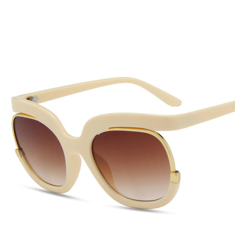 Cool Trendy Oversized Half Frame Sunglasses Summer Women Retro UV400 Sun Glasses