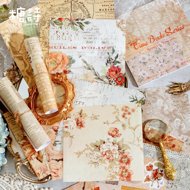 JIANWU 20Pcs Vintage Journal Background Decoration Sticker Book Literary Art Fresh DIY Scrapbooking Material Stickers Stationery